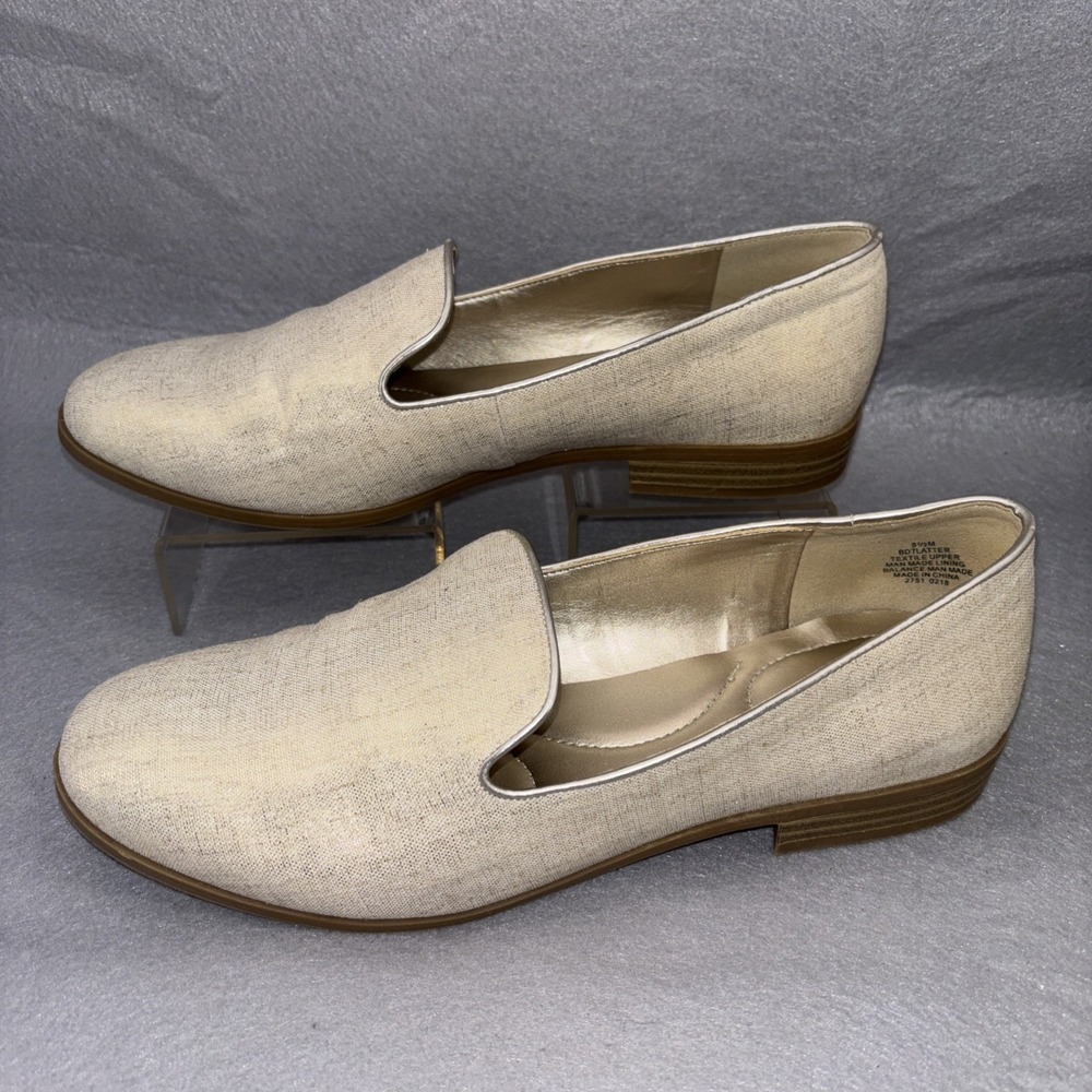 Bandolino Gold Metallic BD7 Latter Slip-On Loafer Women's 8.5M Worn Once EUC Box